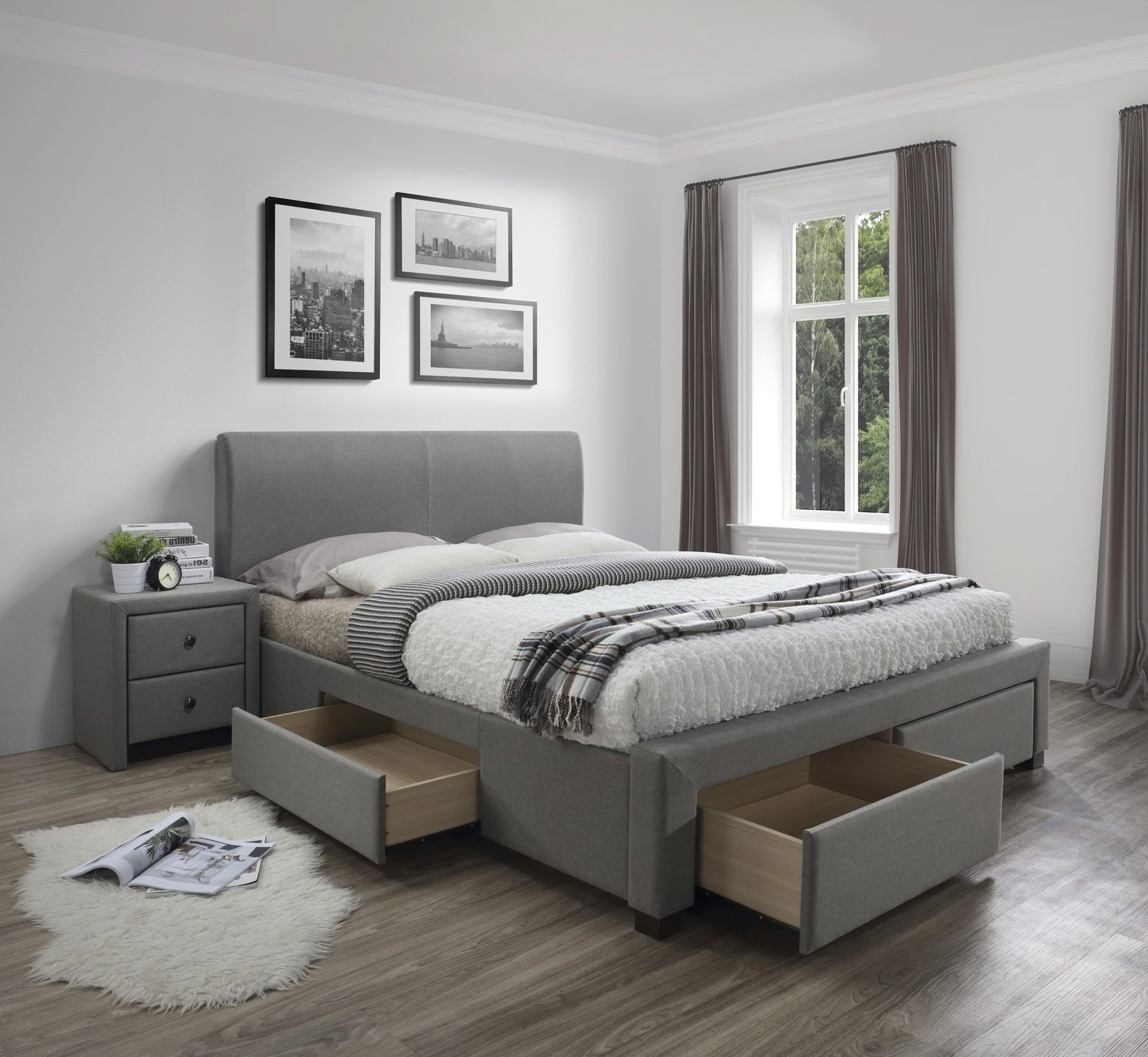 Double Bed East Gloucester | size: Length: 220cm, Width: 184cm, Height: 106cm | color: Gray | image: 2 | variant: 1007134