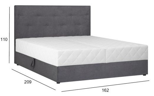 Double Bed East Helsingborg | size: Length: 209cm, Width: 162cm, Height: 110cm | color: Gray | image: 4 | variant: 1005820