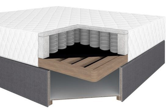 Double Bed East Helsingborg | size: Length: 209cm, Width: 162cm, Height: 110cm | color: Gray | image: 7 | variant: 1005820