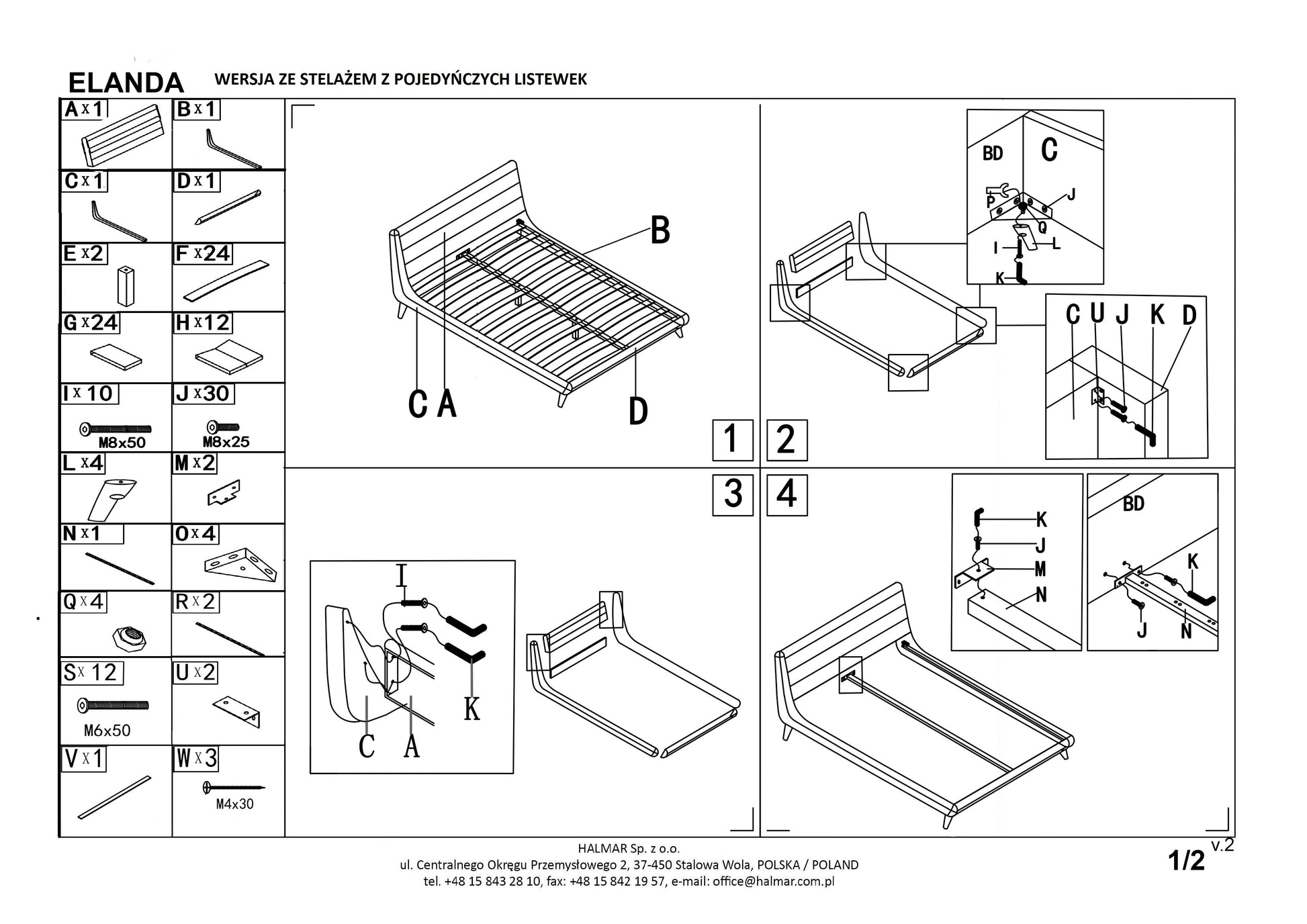 Double Bed East Imperia | size: Length: 232cm, Width: 159cm, Height: 86cm | color: Gray | image: 7 | variant: 1006672