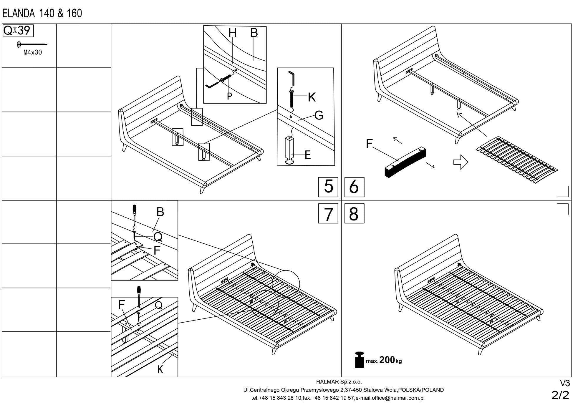 Double Bed East Imperia | size: Length: 232cm, Width: 159cm, Height: 86cm | color: Gray | image: 8 | variant: 1006672
