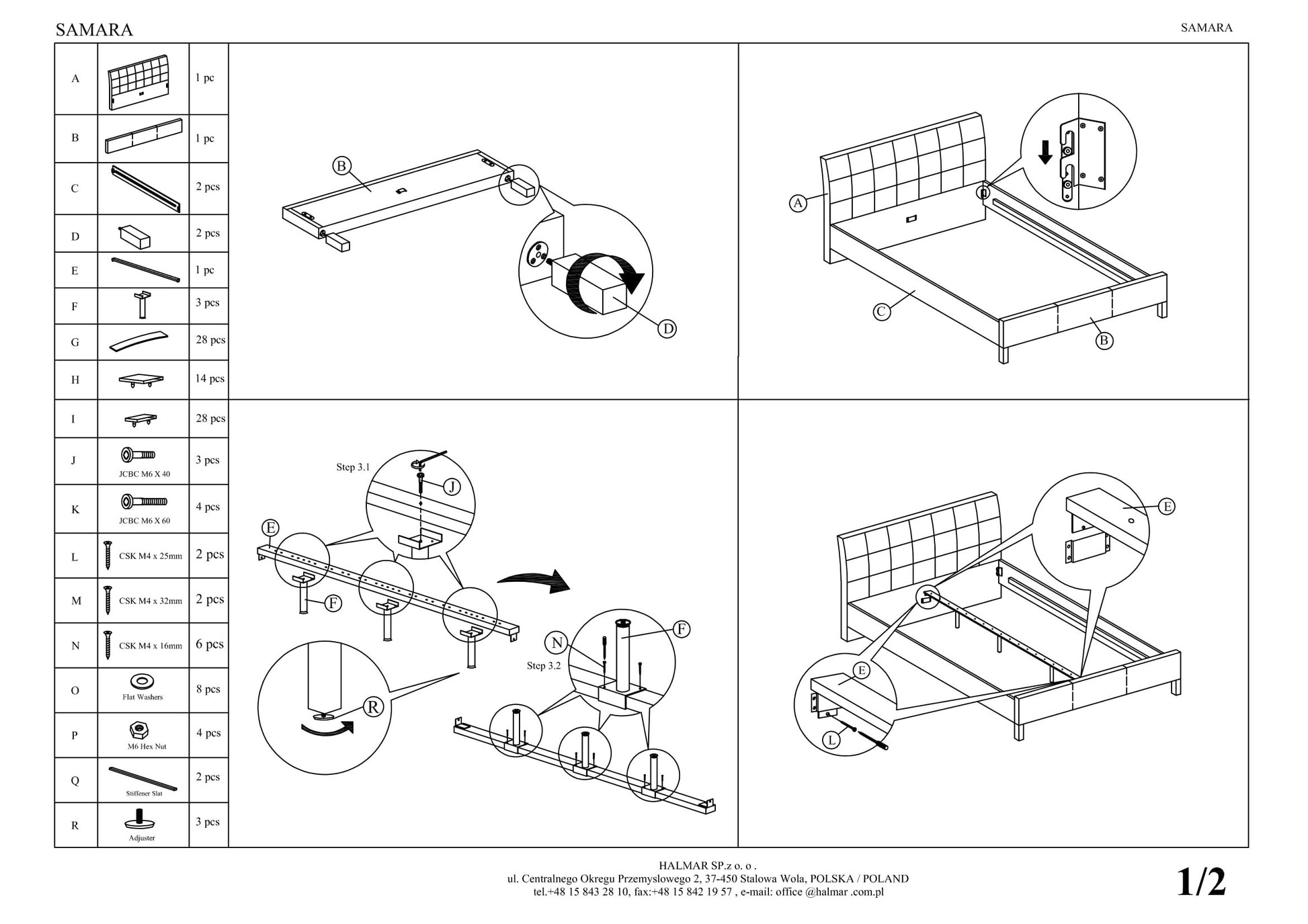 Double Bed East Rieti | size: Length: 215cm, Width: 163cm, Height: 93cm | color: Gray | image: 3 | variant: 1006671