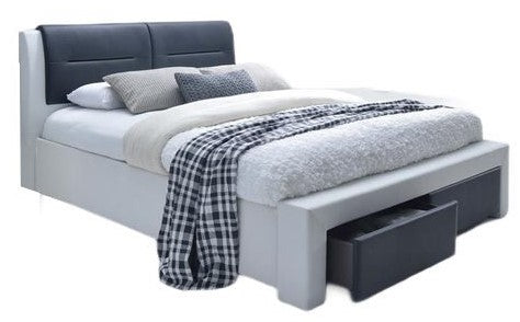 Double Bed East Savona | size: Length: 225cm, Width: 152cm, Height: 99cm | color: White/Black | image: 1 | variant: 1006676