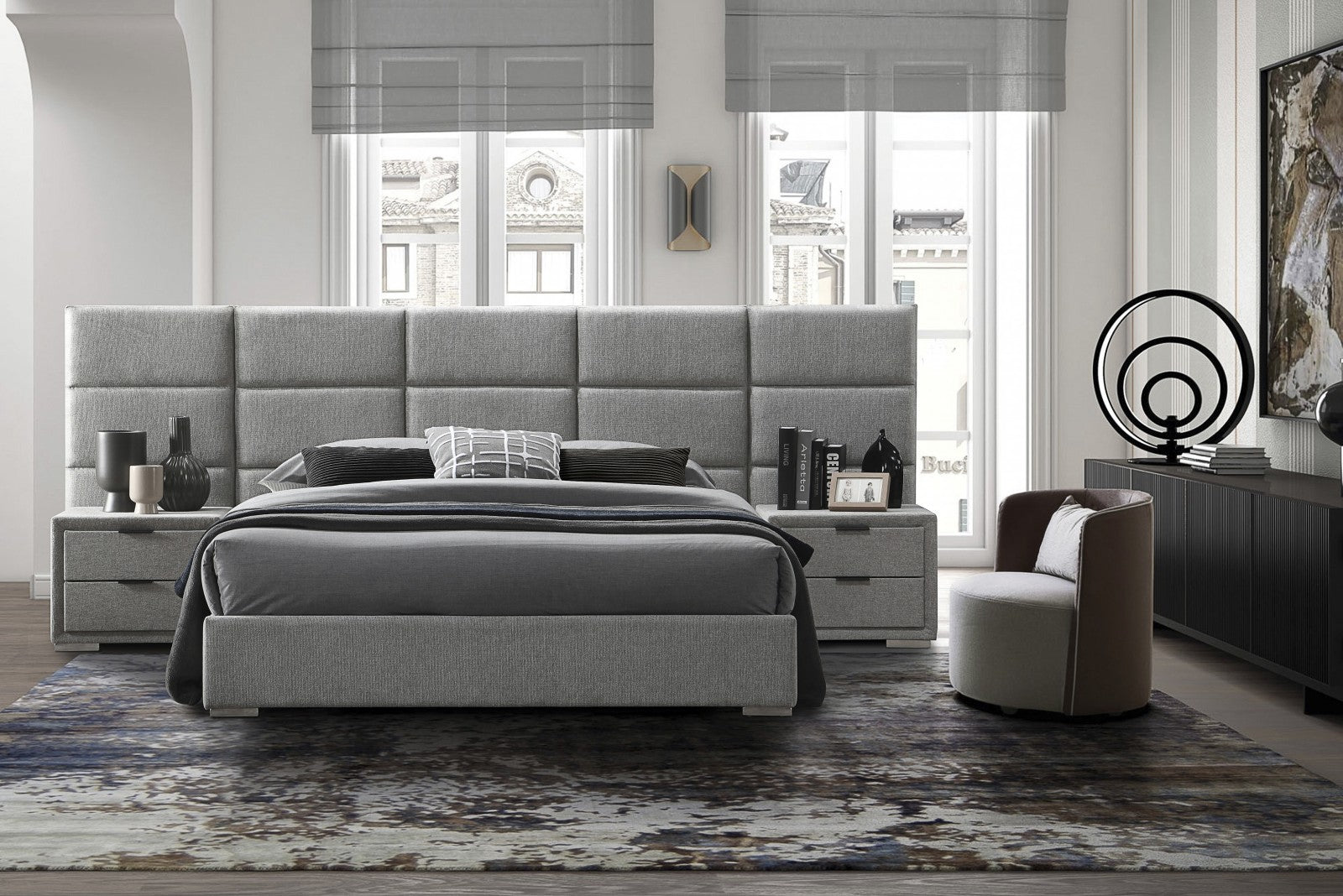 Double Bed East Walton | size: Length: 214cm, Width: 267cm, Height: 108cm | color: Gray | image: 2 | variant: 1007186