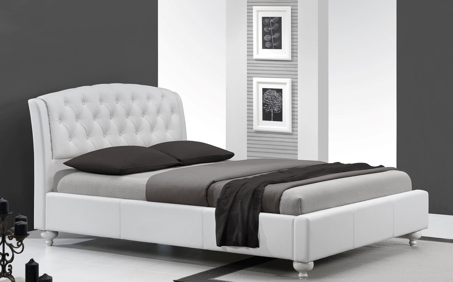 Double Bed Great Malvern | size: Length: 220cm, Width: 172cm, Height: 108cm | color: White | image: 2 | variant: 1006688