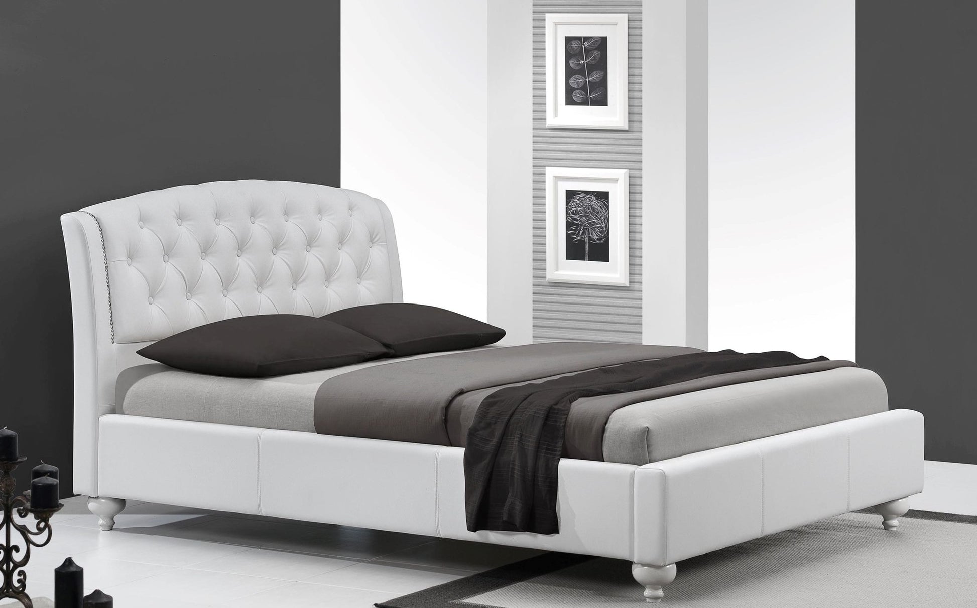 Double Bed Great Malvern | size: Length: 220cm, Width: 172cm, Height: 108cm | color: White | image: 2 | variant: 1006688