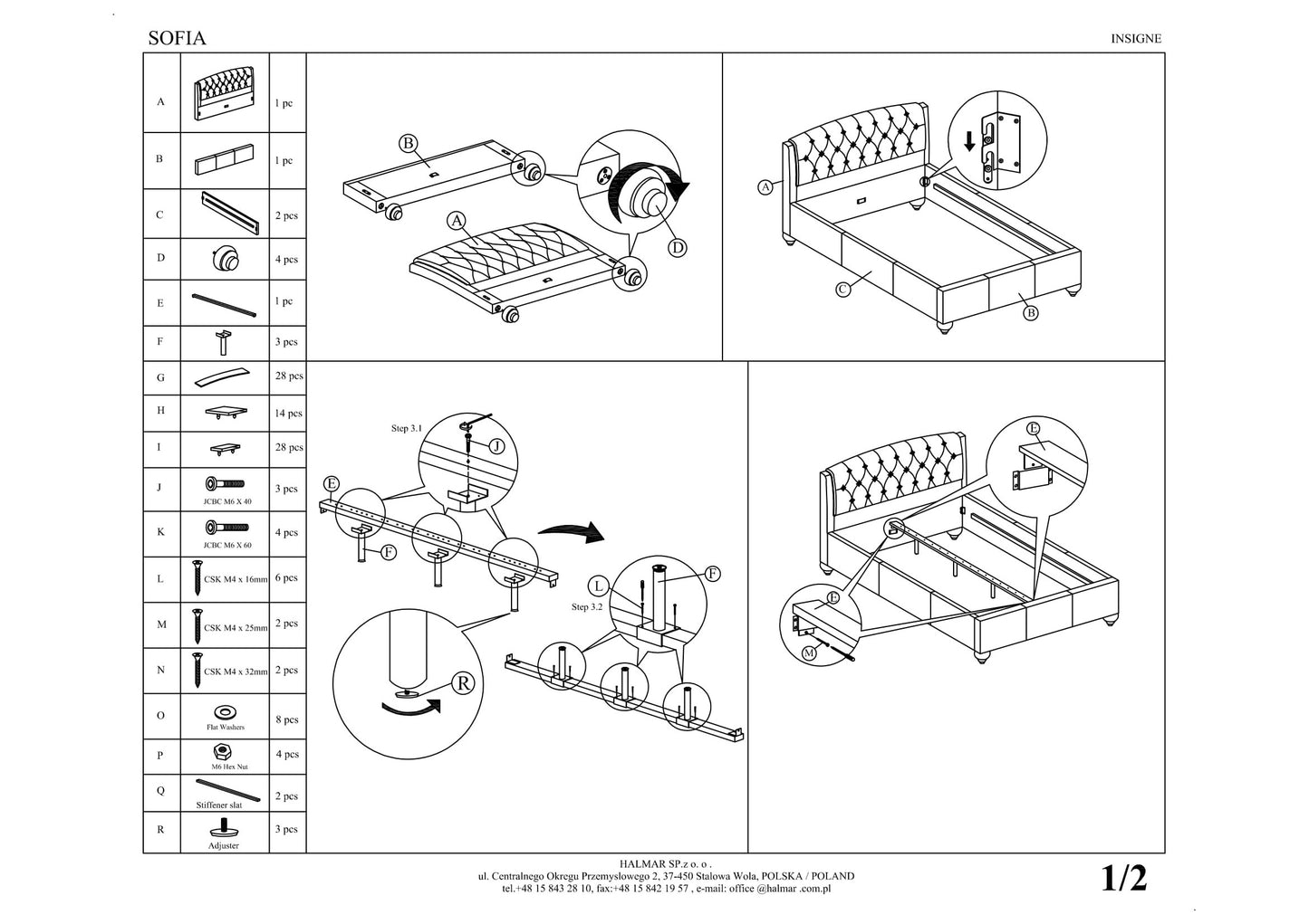 Double Bed Great Malvern | size: Length: 220cm, Width: 172cm, Height: 108cm | color: White | image: 3 | variant: 1006688