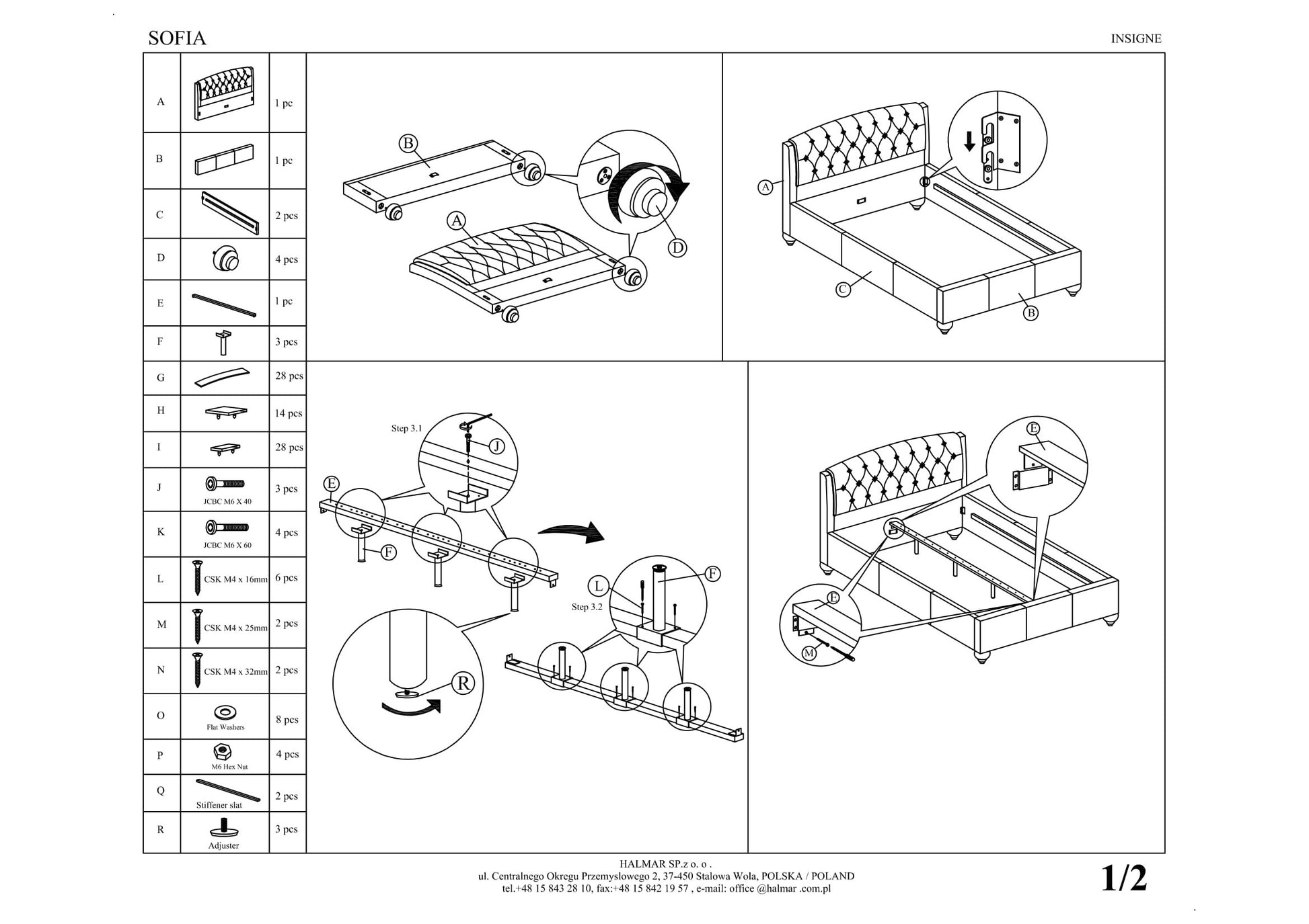 Double Bed Great Malvern | size: Length: 220cm, Width: 172cm, Height: 108cm | color: White | image: 3 | variant: 1006688