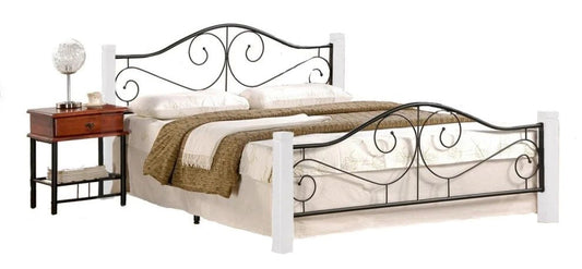 Double Bed Mexico | size: Length: 205cm, Width: 144cm, Height: 96cm | color: Black/cherry wood | image: 1 | variant: 1006666