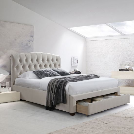 Double Bed Natalia 1 | size: Length: 236.5cm, Width: 168cm, Height: 119.5cm | color: Beige | image: 1 | variant: 1011854