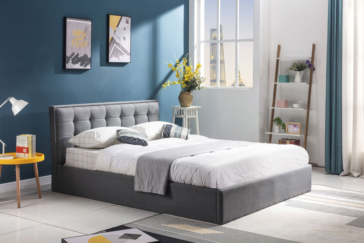 Double Bed Padva | size: Length: 217cm, Width: 131cm, Height: 100cm | color: Gray | image: 1 | variant: 1012062