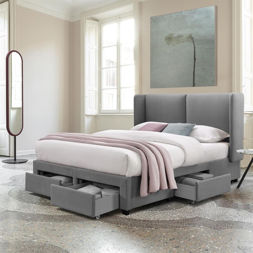 Double Bed Stockholm | size: Length: 218cm, Width: 175cm, Height: 114cm | color: Gray | image: 2 | variant: 1001768