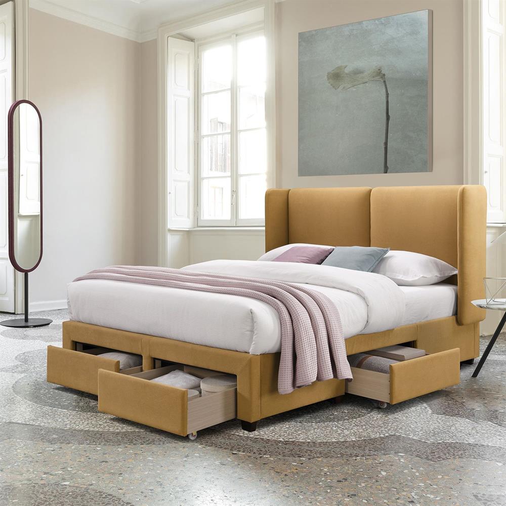 Double Bed Stockholm | size: Length: 218cm, Width: 175cm, Height: 114cm | color: Yellow | image: 2 | variant: 1001767