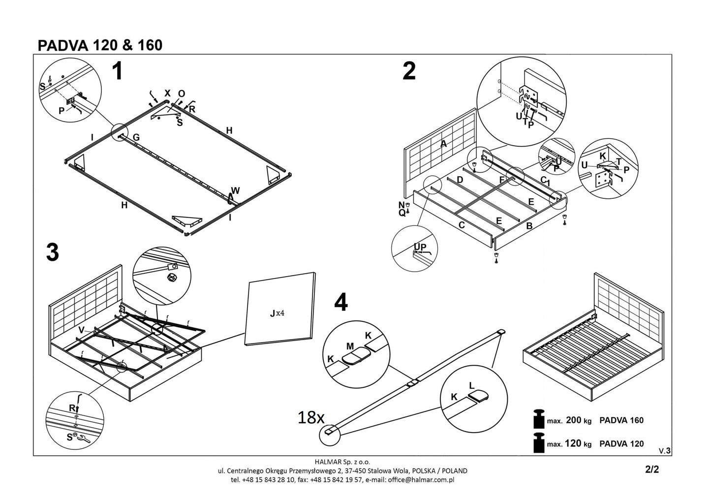 Double Bed West Leicester | size: Length: 217cm, Width: 171cm, Height: 100cm | color: Gray | image: 4 | variant: 1007275