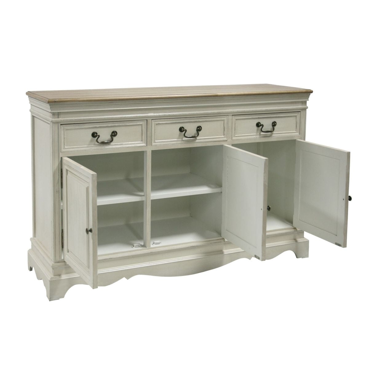 Dresser East Grantham | size: Width: 131.5cm, Height: 87cm, Depth: 43cm | color: White/Brown | image: 2 | variant: 1004953
