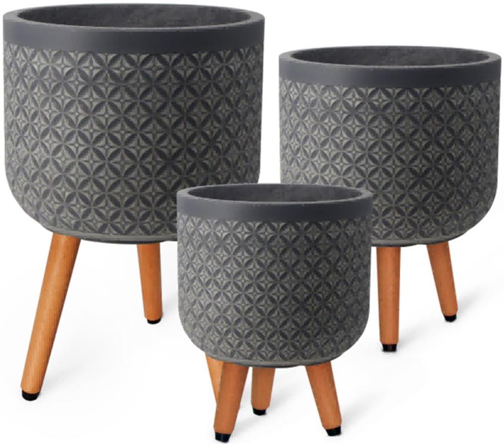 Flower Pot East Minsk | size: Length: 30cm, Width: 30cm, Height: 39.5cm | color: Gray | image: 2 | variant: 1006122