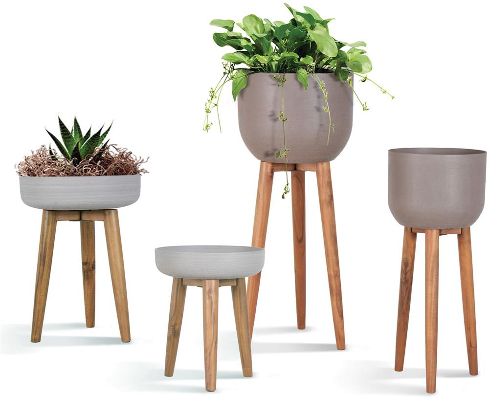 Flower Pot Norton | size: Length: 40cm, Width: 40cm, Height: 97cm | color: Gray | image: 2 | variant: 1006137