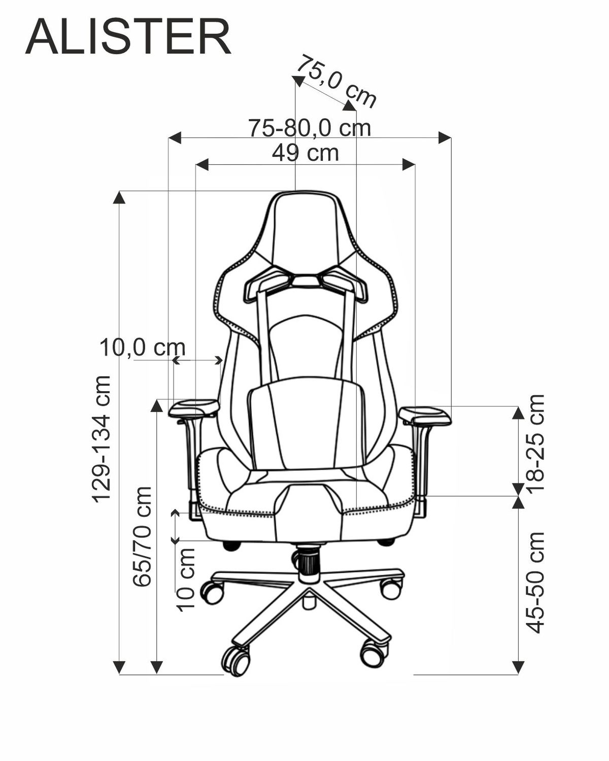 Gaming Chair West Liepaja | size: Width: 80cm, Height: 134cm, Depth: 75cm | color: Black/Grey | image: 1 | variant: 1007561