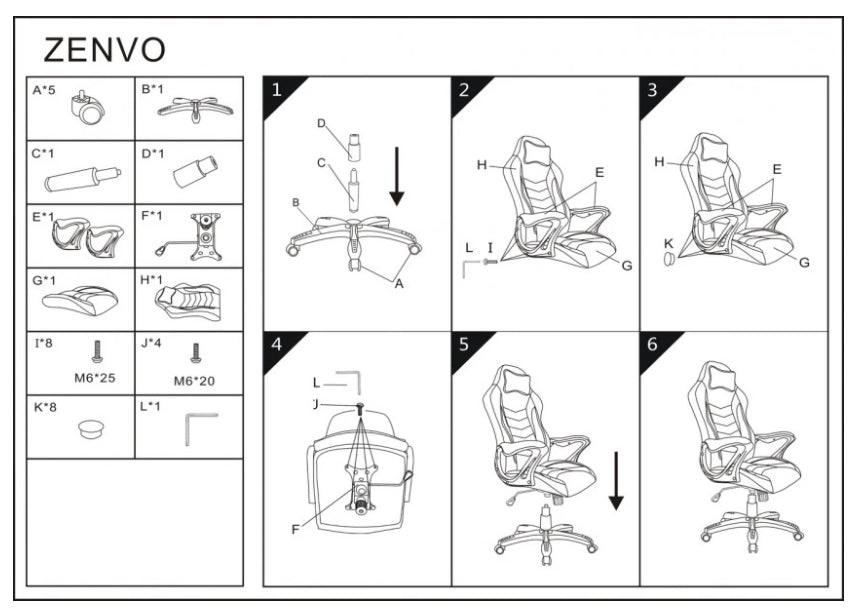 Gaming Chair West Parma | size: Width: 66cm, Height: 130cm, Depth: 48cm | color: White/Black | image: 4 | variant: 1007782