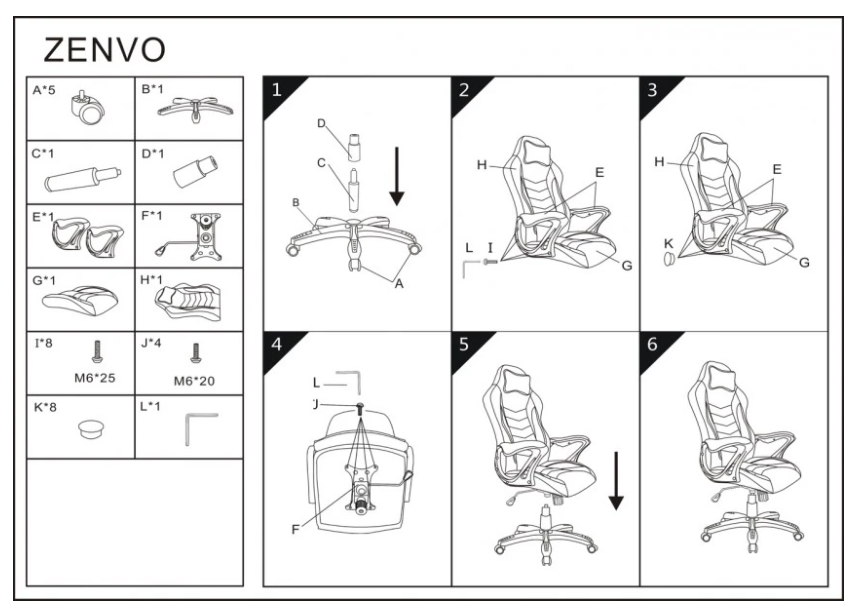 Gaming Chair Zenvo | size: Width: 66cm, Height: 130cm, Depth: 48cm | color: White/Black | image: 4 | variant: 1011919