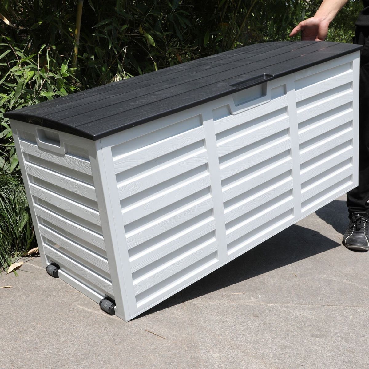 Garden Box East Prestatyn | size: Length: 112.8cm, Width: 49cm, Height: 53.5cm | color: White/Grey | image: 7 | variant: 1005559