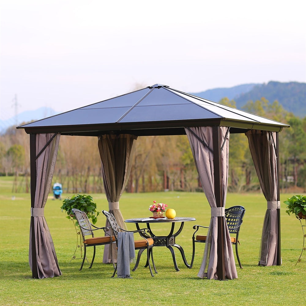 Garden Canopy Addlestone | size: Length: 300cm, Width: 300cm, Height: 267cm | color: Brown/Beige | image: 4 | variant: 1005886