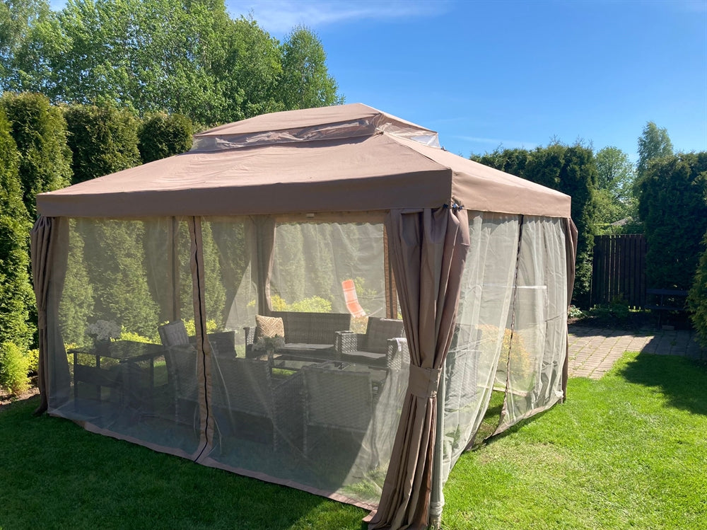 Garden Canopy Chertsey | size: Length: 291cm, Width: 391cm, Height: 280cm | color: Beige | image: 4 | variant: 1000693