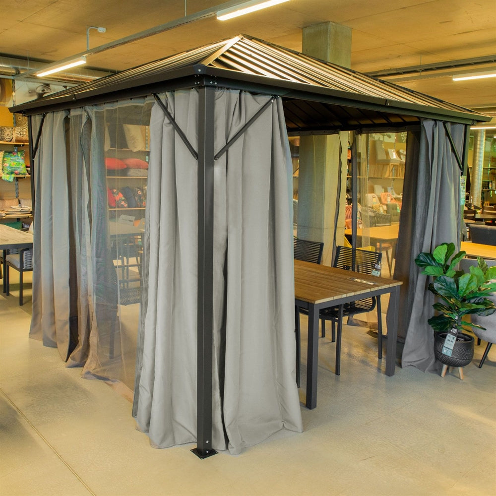 Garden Canopy Weybridge | size: Length: 300cm, Width: 300cm, Height: 263cm | color: Black | image: 2 | variant: 1000701