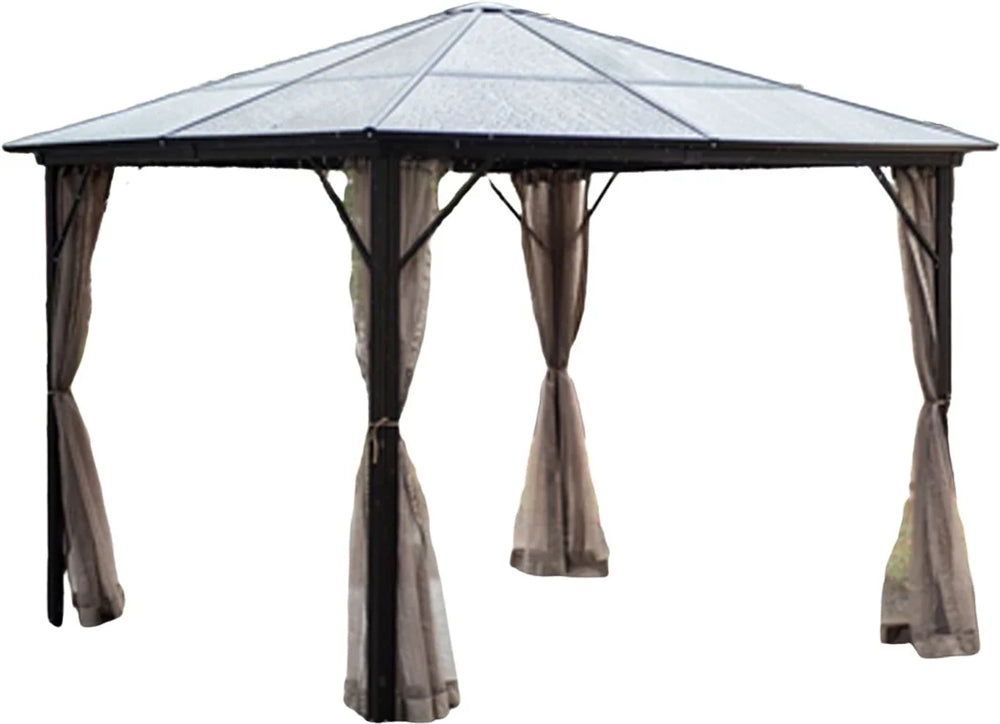 Garden Canopy Weybridge | size: Length: 300cm, Width: 300cm, Height: 263cm | color: Brown/Beige | image: 1 | variant: 1000702