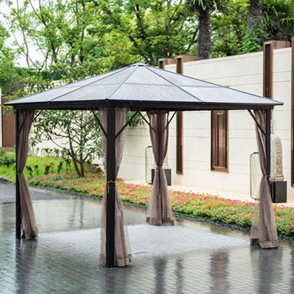 Garden Canopy Weybridge | size: Length: 300cm, Width: 300cm, Height: 263cm | color: Brown/Beige | image: 2 | variant: 1000702