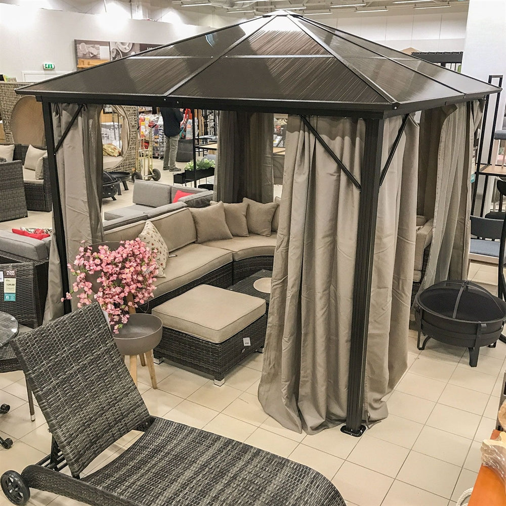 Garden Canopy Weybridge | size: Length: 300cm, Width: 300cm, Height: 263cm | color: Brown/Beige | image: 5 | variant: 1000702