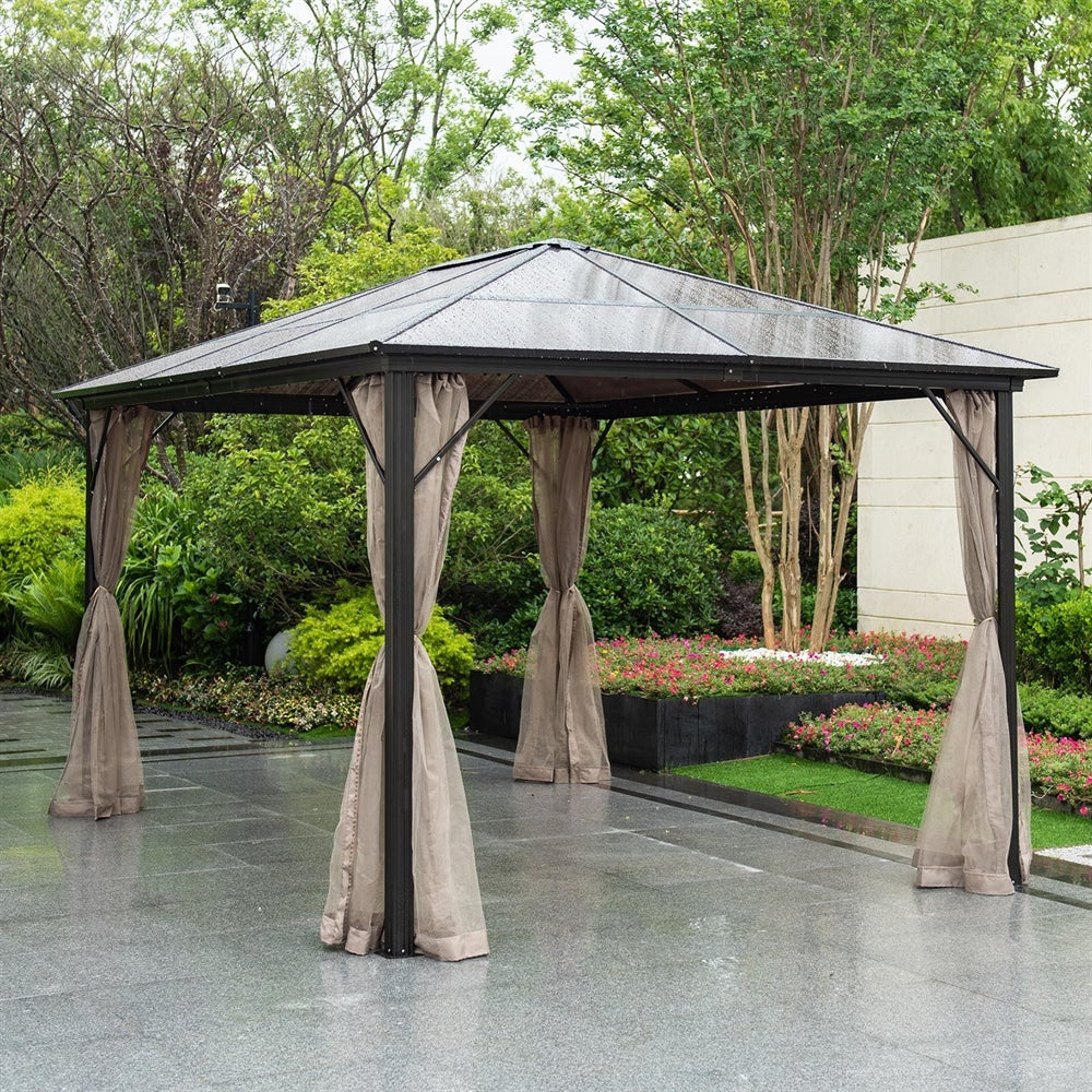Garden Canopy Weybridge | size: Length: 300cm, Width: 400cm, Height: 263cm | color: Brown | image: 2 | variant: 1000703