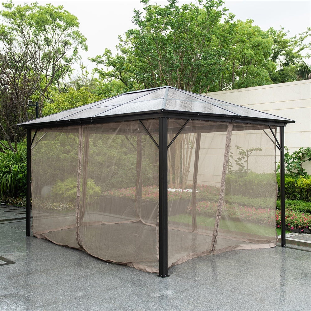 Garden Canopy Weybridge | size: Length: 300cm, Width: 400cm, Height: 263cm | color: Brown | image: 3 | variant: 1000703