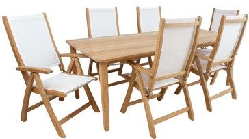 Garden Furniture Set Fredrikstad | size: Length: 100cm, Width: 220cm, Height: 75cm | color: White/Oak | image: 1 | variant: 1005869