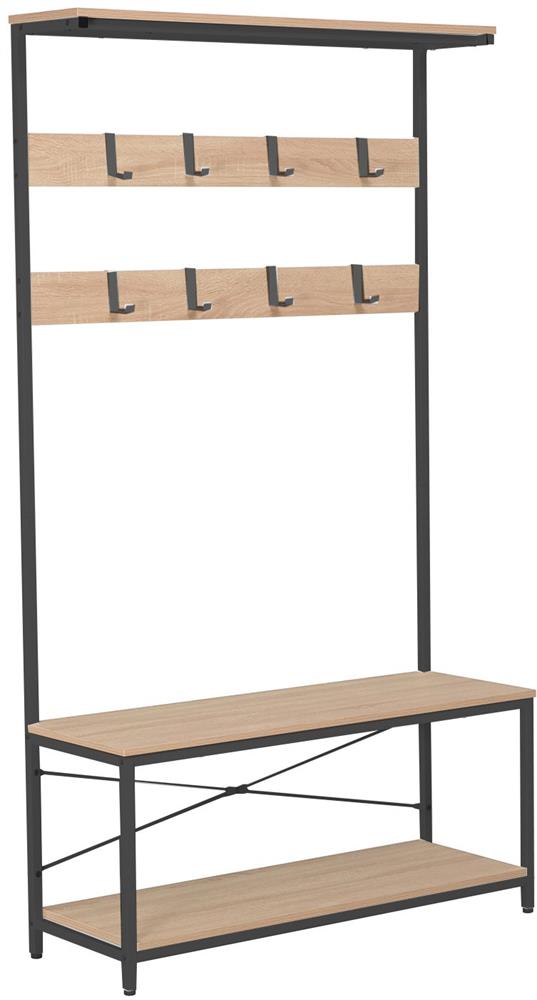 Hallway Furniture Set Hedvig | size: Width: 100cm, Height: 180cm, Depth: 36cm | color: Black/Oak | image: 1 | variant: 1016704