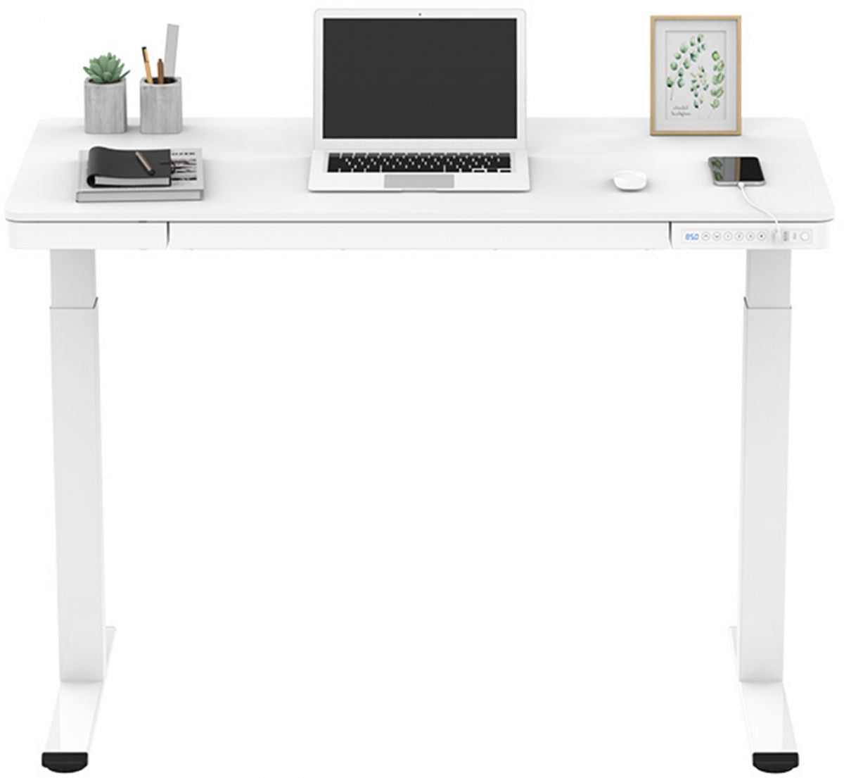 Height Adjustable Desk Bologna | size: Length: 60cm, Width: 120cm, Height: 121cm | color: White / White | image: 4 | variant: 1001507