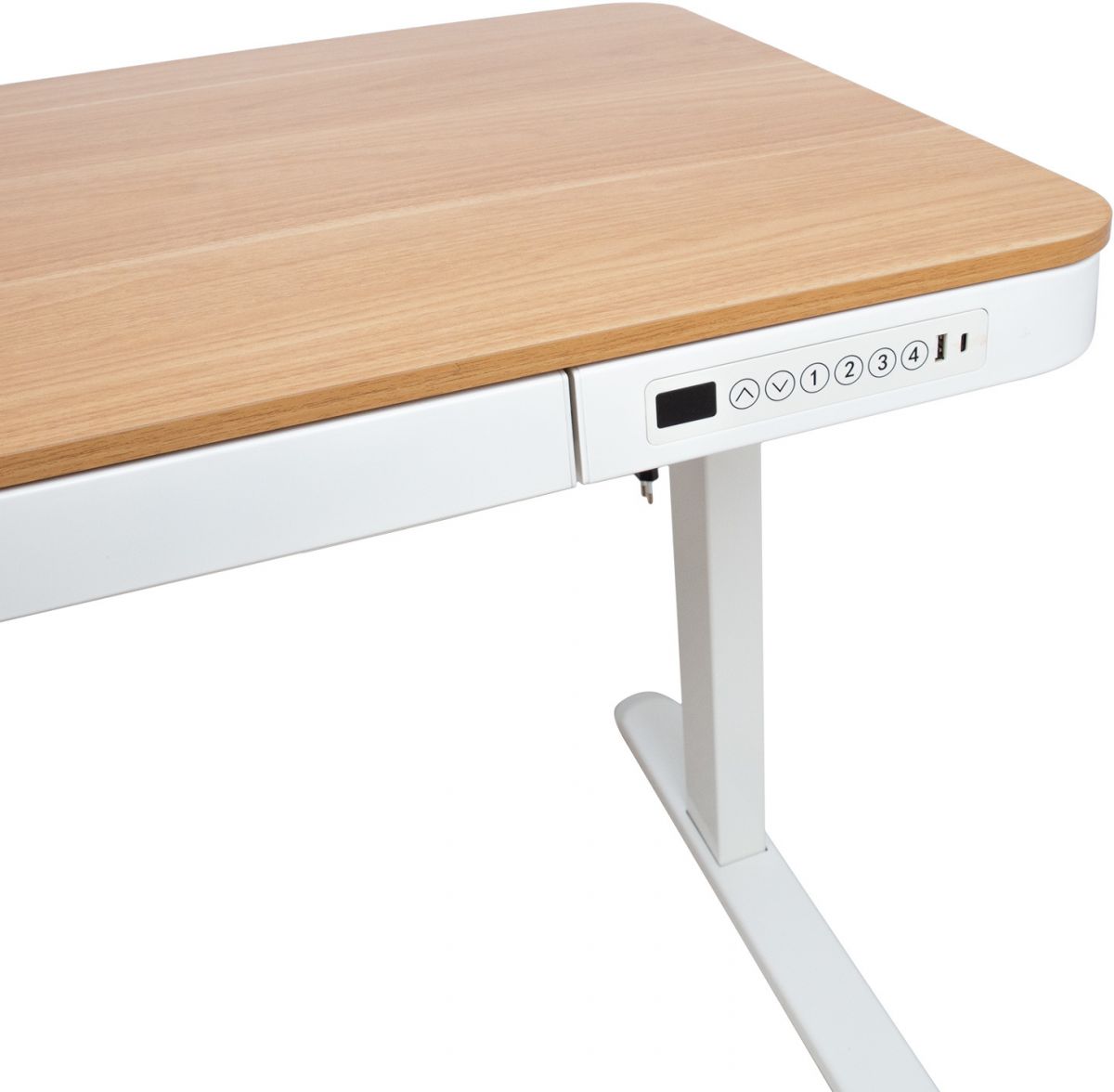 Height Adjustable Desk Bologna | size: Length: 70cm, Width: 120cm, Height: 121cm | color: Oak / White | image: 2 | variant: 1005905