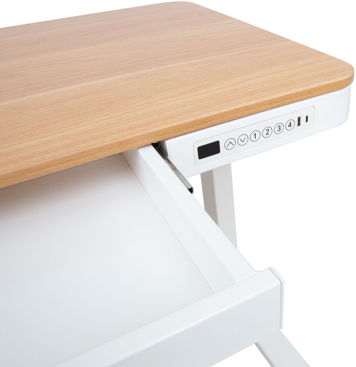 Height Adjustable Desk Bologna | size: Length: 70cm, Width: 120cm, Height: 121cm | color: Oak / White | image: 3 | variant: 1005905