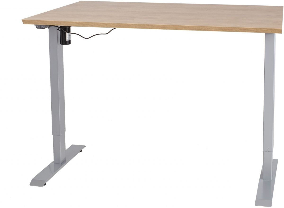 Height Adjustable Desk Bologna | size: Length: 70cm, Width: 140cm, Height: 121cm | color: Hickory / Gray | image: 0 | variant: 1001512