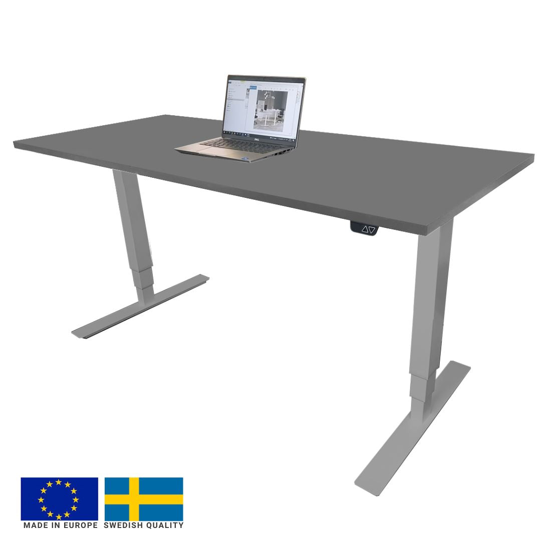 Height Adjustable Desk East Canterbury | size: Length: 70cm, Width: 120cm, Height: 129.1cm | color: Gray / Gray | image: 0 | variant: 1004655