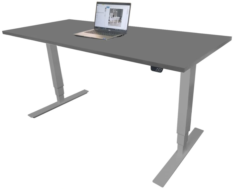 Height Adjustable Desk East Canterbury | size: Length: 70cm, Width: 120cm, Height: 129.1cm | color: Gray / Gray | image: 1 | variant: 1004655