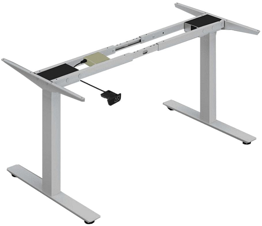 Height Adjustable Desk East Canterbury | size: Length: 70cm, Width: 120cm, Height: 129.1cm | color: White / Gray | image: 3 | variant: 1004654