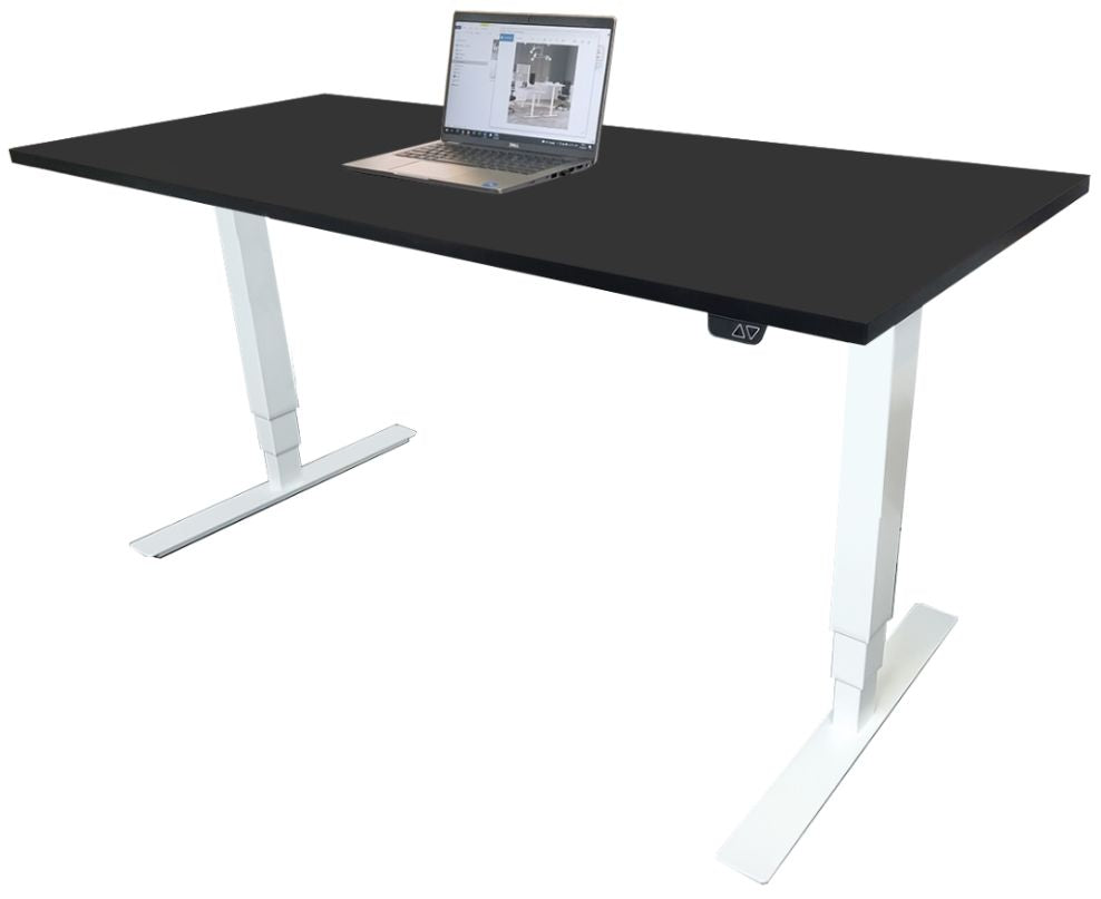 Height Adjustable Desk East Canterbury | size: Length: 70cm, Width: 140cm, Height: 129.1cm | color: Black / White | image: 1 | variant: 1004659