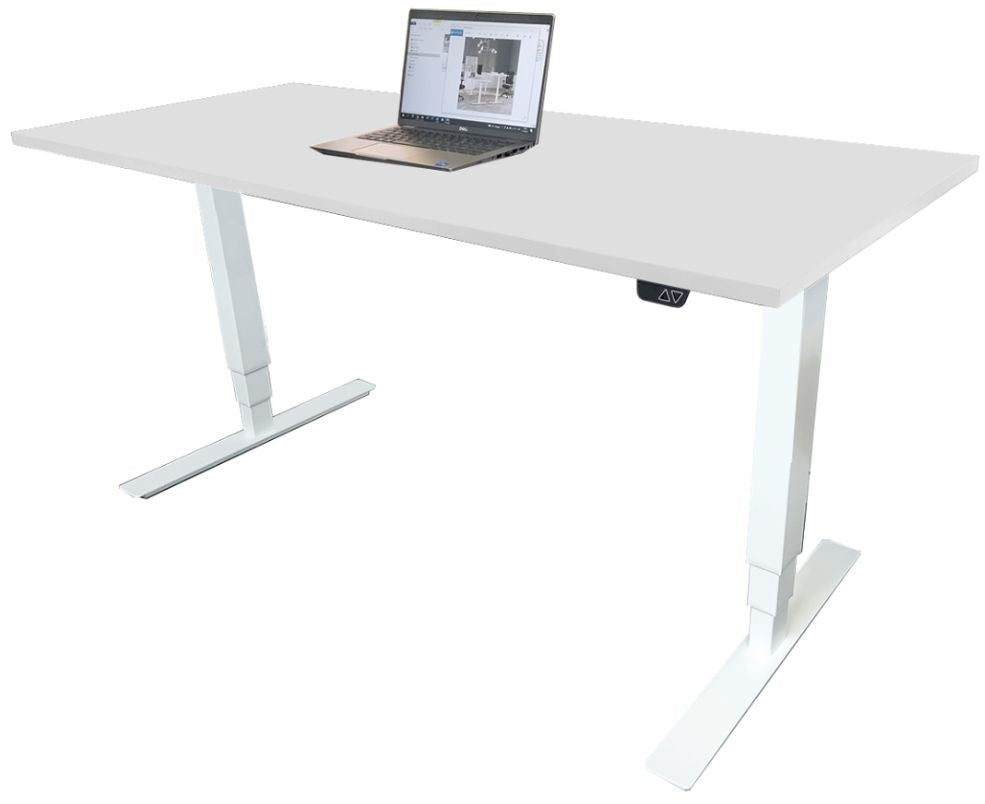 Height Adjustable Desk East Canterbury | size: Length: 70cm, Width: 140cm, Height: 129.1cm | color: White / White | image: 1 | variant: 1004658