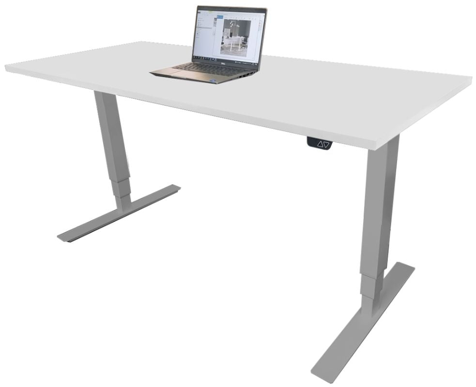 Height Adjustable Desk East Canterbury | size: Length: 70cm, Width: 160cm, Height: 129.1cm | color: White / Gray | image: 1 | variant: 1004673