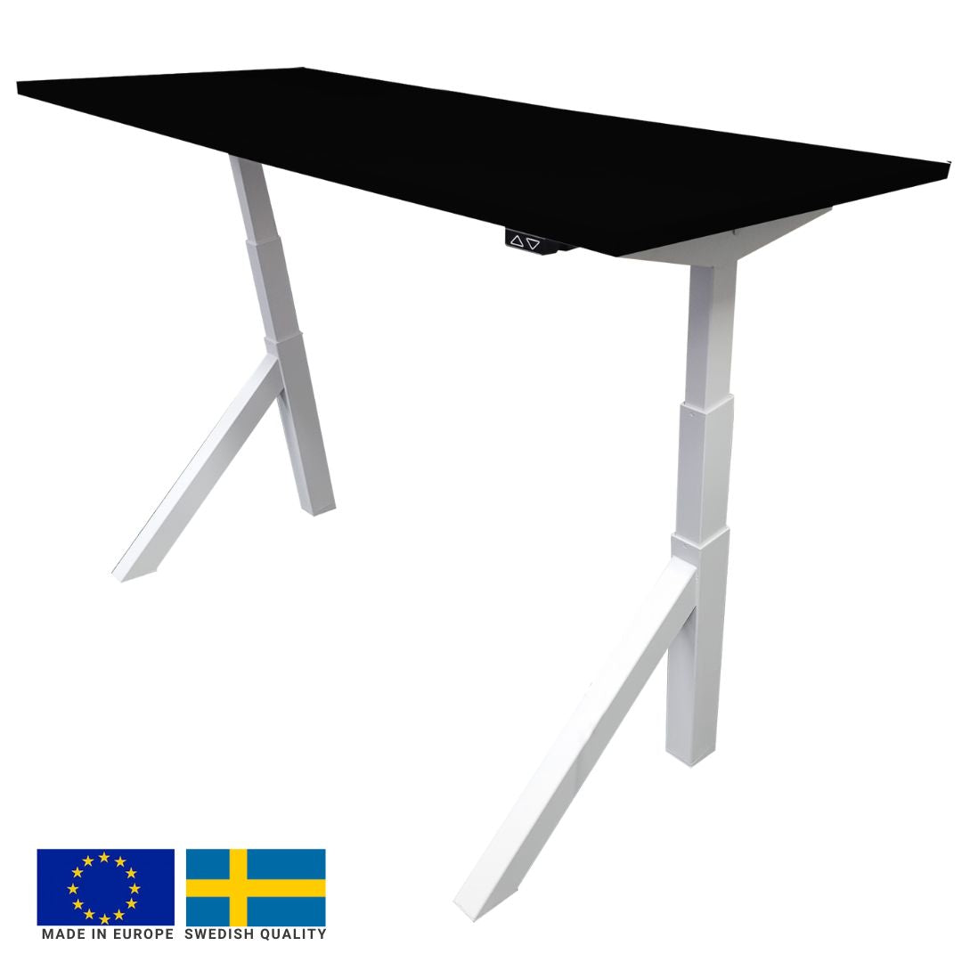 Height Adjustable Desk East Windsor | size: Length: 70cm, Width: 120cm, Height: 114.6cm | color: Black / White | image: 0 | variant: 1004678