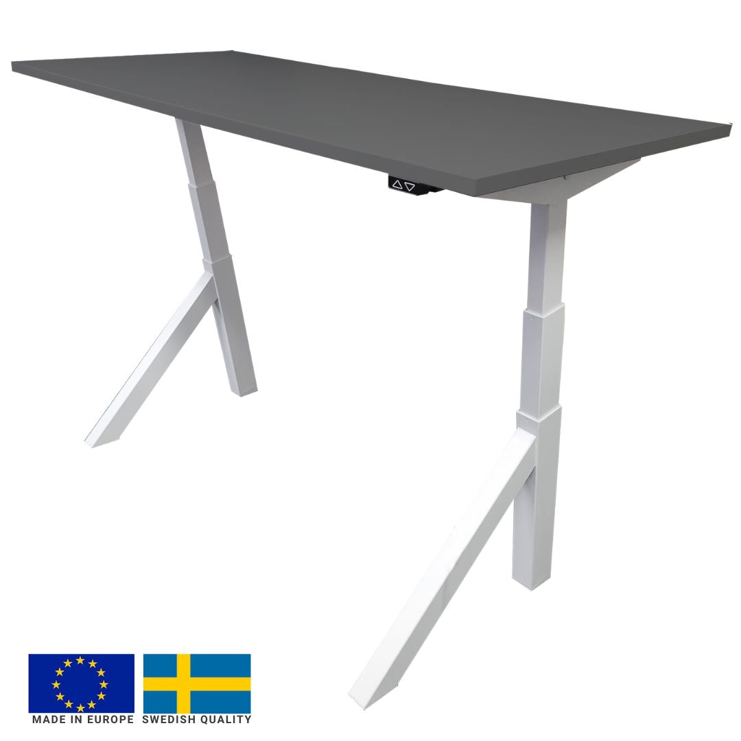 Height Adjustable Desk East Windsor | size: Length: 70cm, Width: 120cm, Height: 114.6cm | color: Gray / White | image: 0 | variant: 1004677