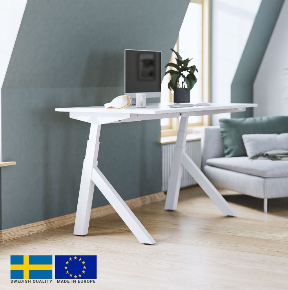 Height Adjustable Desk East Windsor | size: Length: 70cm, Width: 120cm, Height: 114.6cm | color: Gray / White | image: 4 | variant: 1004677