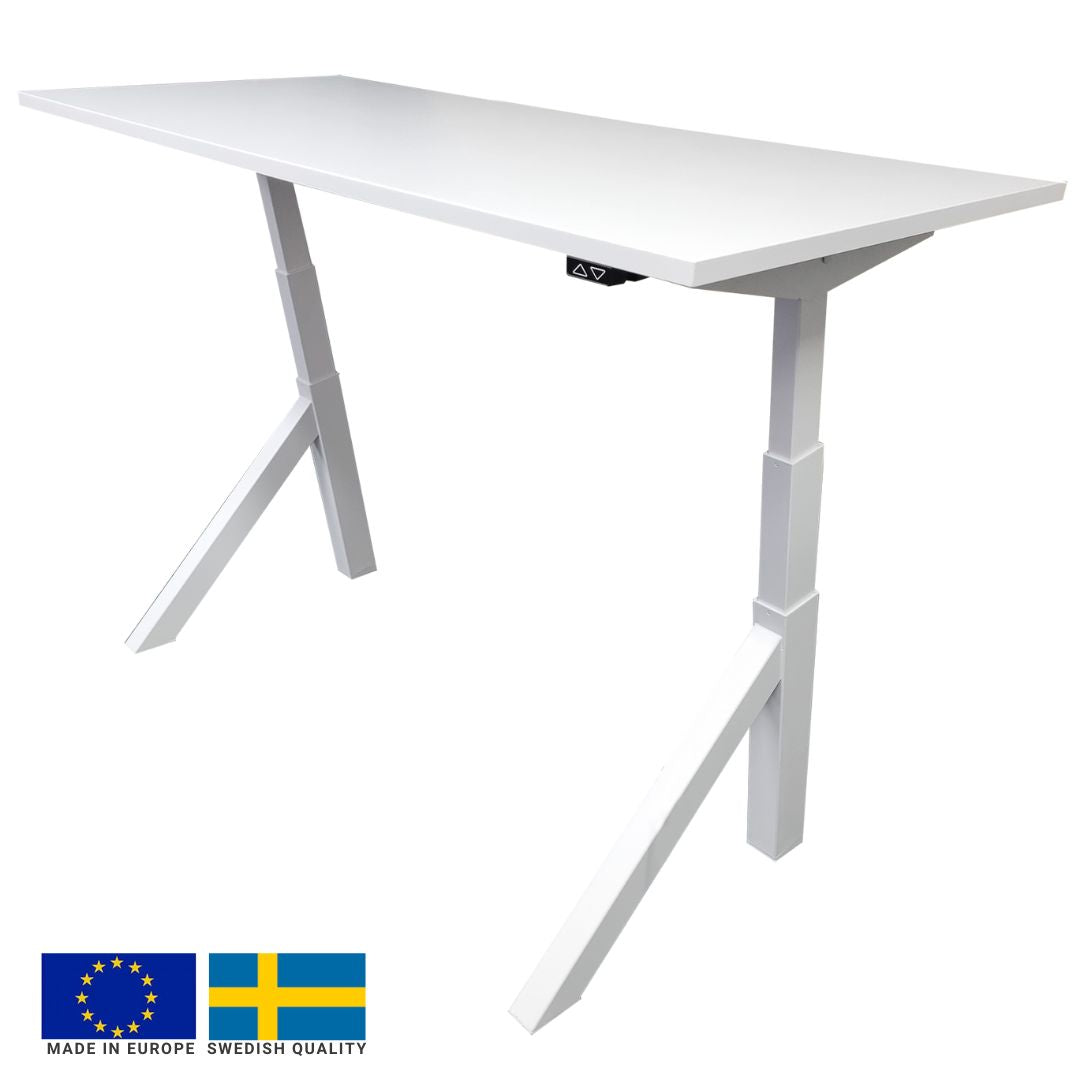 Height Adjustable Desk East Windsor | size: Length: 70cm, Width: 120cm, Height: 114.6cm | color: White / White | image: 0 | variant: 1004676