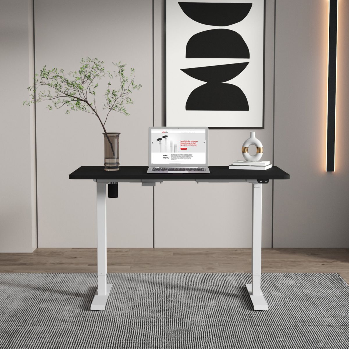 Height Adjustable Desk Ergo 3 | size: Length: 80cm, Width: 140cm, Height: 121cm | color: Black / Gray | image: 4 | variant: 1006256